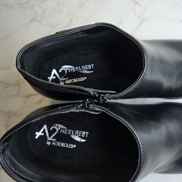 Black Women's Ankle Booties - Classic Heeled Dress Boots - Picture 2 of 8